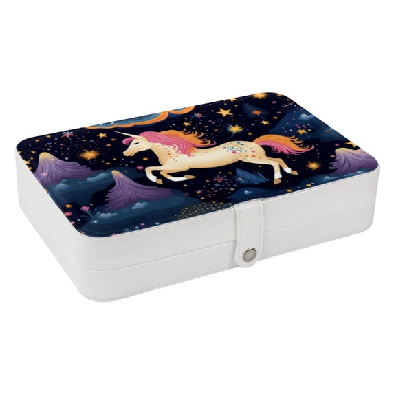 Unicorn Portable PU Leather Jewelry Box Organizer with Removable Compartment, Necklace Holder, Bracelet Holder