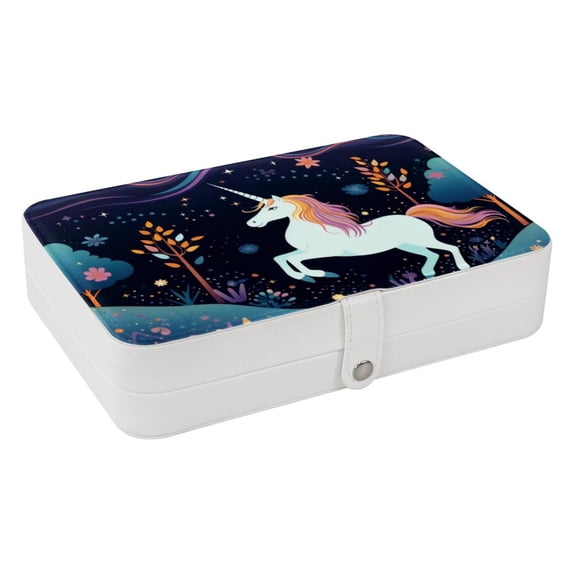 Unicorn Portable PU Leather Jewelry Box Organizer with Removable Compartment, Necklace Holder, Bracelet Holder