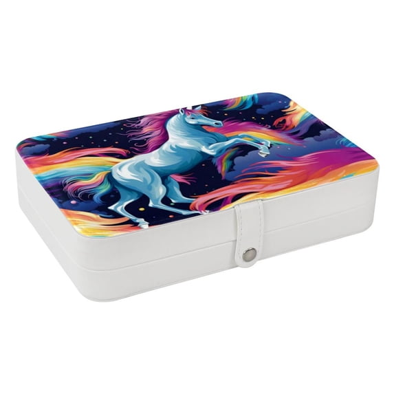 Unicorn Portable PU Leather Jewelry Box with Removable Compartment, Necklace Holder, Storage Box, and Jewelry Organizer