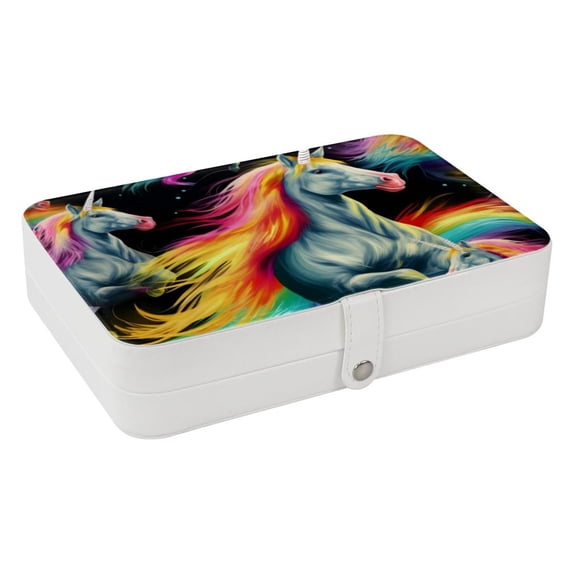 Unicorn Portable PU Leather Jewelry Organizer Display Case with Removable Compartment, Earring Holder, and Jewelry Stand