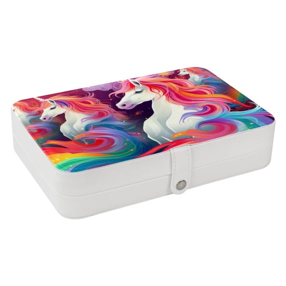 Unicorn Portable PU Leather Jewelry Stand with Removable Compartment, Display Case, Earring Holder, and Organizer Box