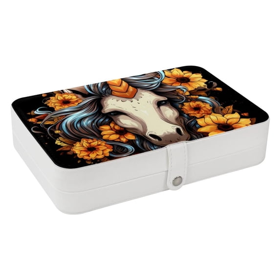 Unicorn Portable PU Leather Jewelry Stand with Removable Compartment, Display Case, Earring Holder, and Organizer Box