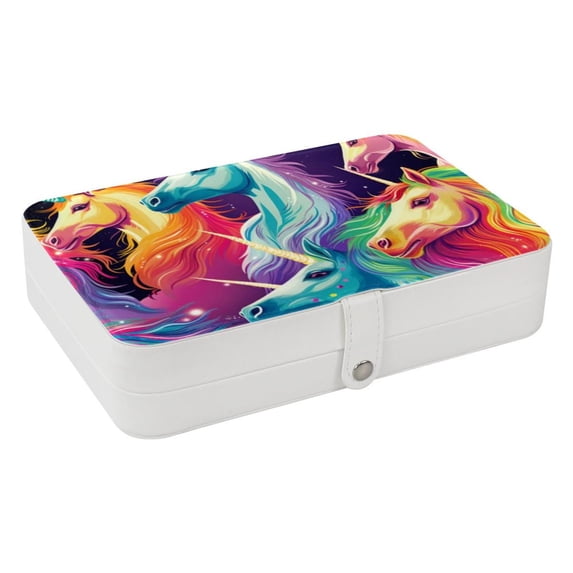 Unicorn Portable PU Leather Organizer Box with Removable Compartment for Jewelry Display and Storage - Jewelry Boxes Included