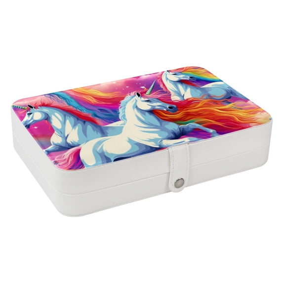 Unicorn Portable PU Leather Travel Organizer with Removable Compartment - Necklace and Jewelry Organizer Box