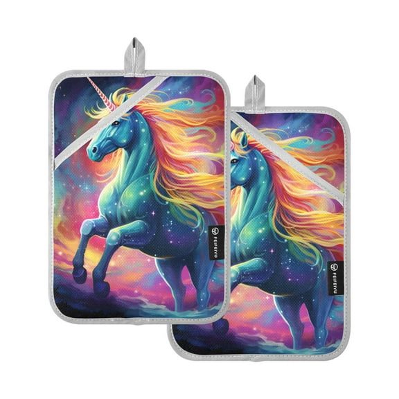 ALAZA Unicorn Pot Holders Set of 2 Heat Resistant Kitchen Oven Mitts