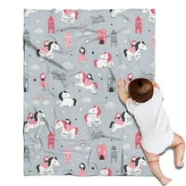 Unicorn Princess Castle Pattern Blanket,Comfortable Soft Flannel Throw Blanket,All Season,Warm Lightweight Blankets for Sofa Bed Couch Living Room Chair,30"x40"