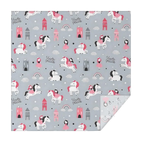 Unicorn Princess Castle Pattern Square Tablecloth,Waterproof Square Table Cover,Wipeable Spillproof Washable Table Cover for Home Kitchen Party Decor 42"X42"(107x107cm)