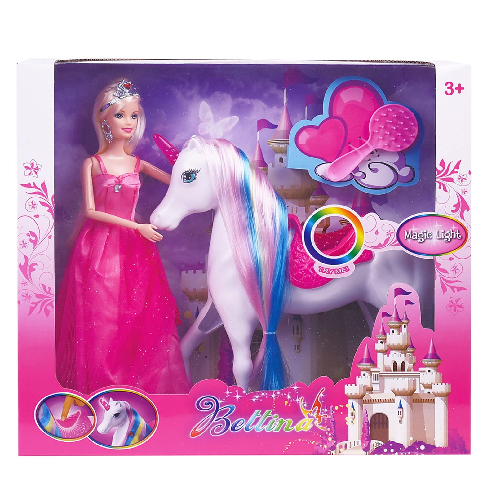 Unicorn Princess Dolls Set, Magical Light Unicorn Toys for Girls