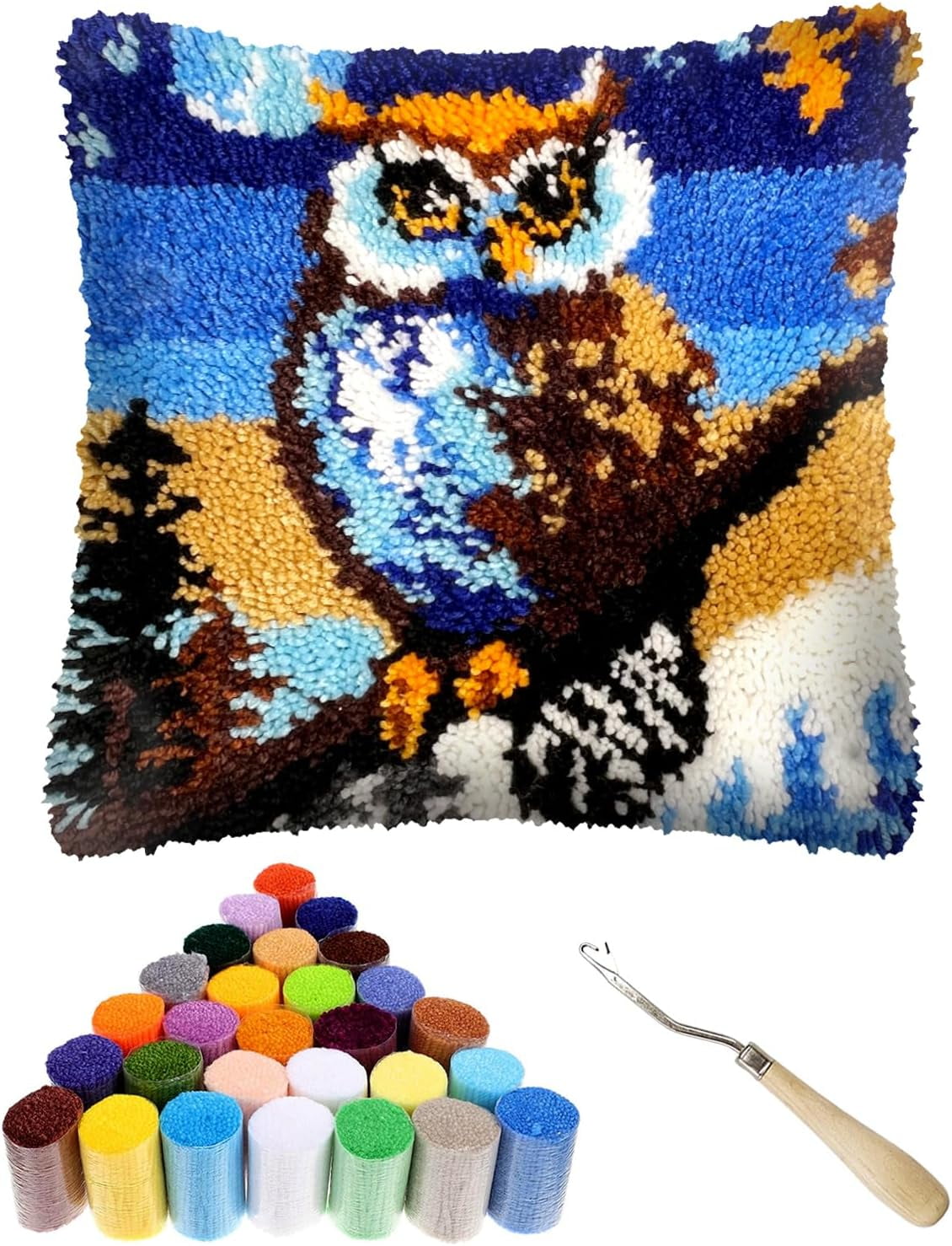 Unicorn Princess Latch Hook Kits for Adults, Beginners DIY Throw Pillow Kit Pillowcase Hook and Latch Rug Kits Cross-Stitch Cushion Cover for Home Sofa Decor Gift Idea 17x17 inch