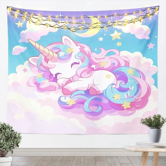Unicorn Princess Tapestry Large 59x82 Cute Cartoon Unicorn Kawaii Animal Wall Hanging Bedroom Decor for Women