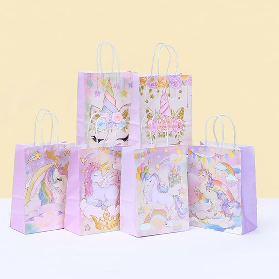 Unicorn Print Kraft Paper Bag Pink Girly Style Handbag Ins Simple Gift