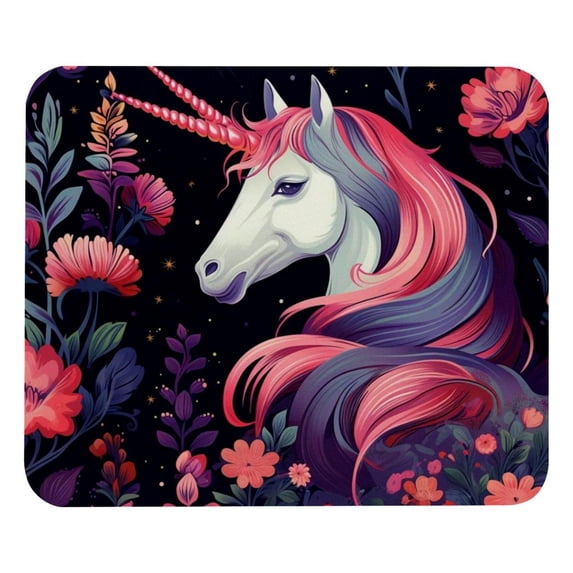 Unicorn Printed Gaming Mousepad Desk Pad, Square 8.3x9.8 Inch Non-Slip Rubber Bottom Mouse Mat for Office and Gaming