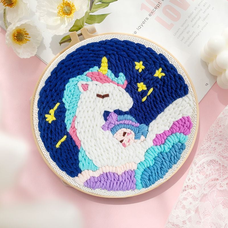 Unicorn Punch Needle Kits Adults Beginner, Handcraft DIY Craft Hoop Kit ...