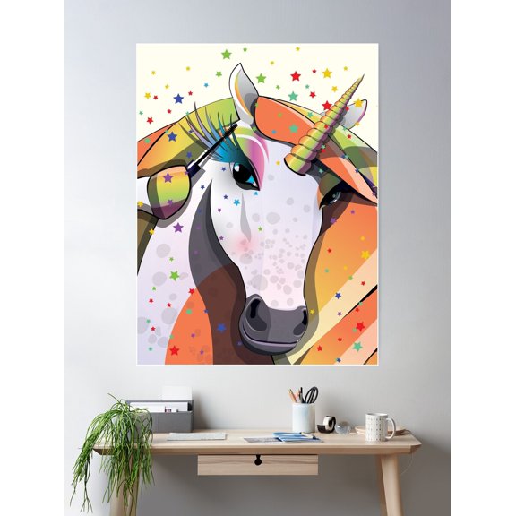 Unicorn Putting On Makeup Poster Wall Art, Modern Wall Decor For Living Room Bedroom, 24x36 UNFRAMED