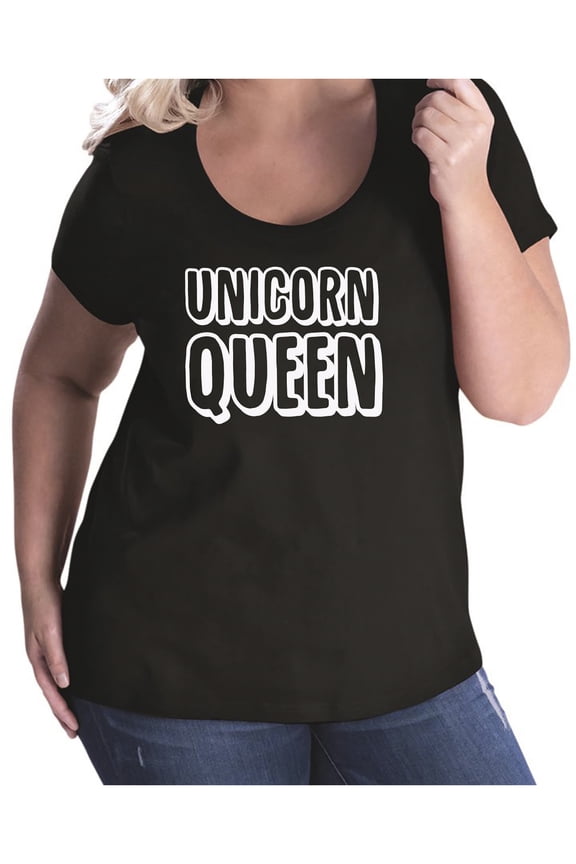 Unicorn Queen Womens Plus Size Scoopneck Tee