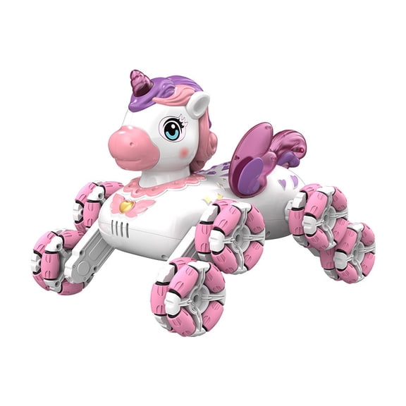 Unicorn RC Stunt Car with Lights and Music Eight-Wheel Remote Control Toy for Girls Pink