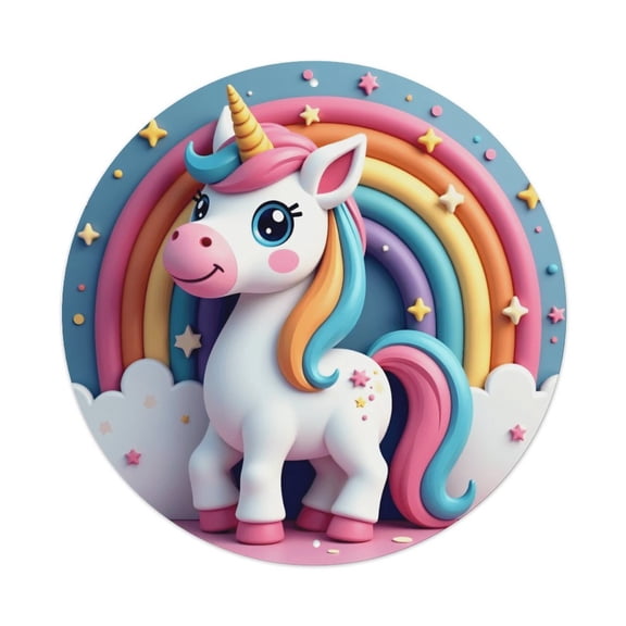 Unicorn Rainbow Cartoon Vintage Round Metal Tin Sign Nostalgic Metal Sign Home Decor for Bar Garden Kitchen Restaurant Garage 8x8 Inch