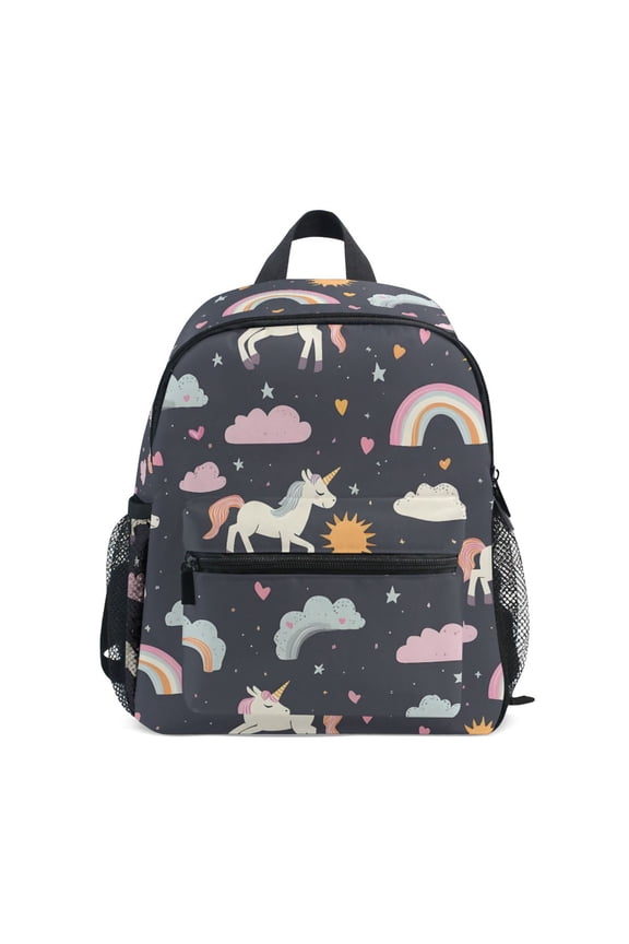 Unicorn Rainbow Cloud Pattern Mini Backpack Cute Small Backpack with Chest Strap and Whistle Ages 3-8