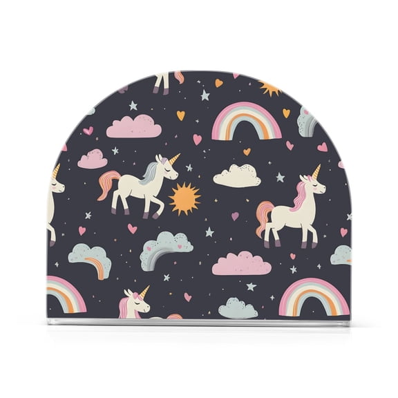 Unicorn Rainbow Cloud Pattern Napkin Holder Acrylic Napkin Dispenser Clear Modern Tabletop for Kitchen Counter