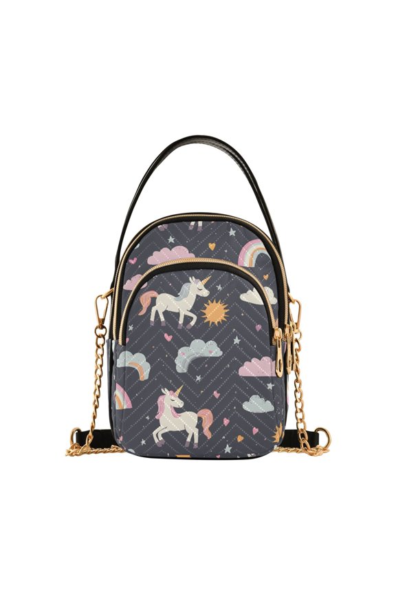 Unicorn Rainbow Cloud Pattern Women's Crossbody Handbags Leather Crossbody Bags Fanny Pack Chest Bag for Travel