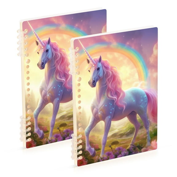 Unicorn Rainbow Flower 2 Pcs Spiral Notebooks 60 Sheets 120 Pages A5 Journal Notepad 8.3x5.7 Inch Thick Adjustable College Ruled Paper