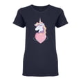 thumbnail image 1 of Unicorn Rainbow Hair Shaped T-Shirt Women -Image by Shutterstock, Female Medium, 1 of 2