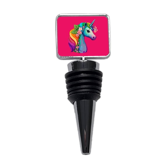 Unicorn Rainbow Head Flowers Wine Bottle Stopper Cap Plug