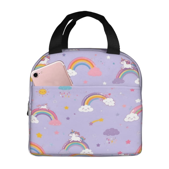 Unicorn Rainbow Lunch Bag Reusable Thermal Lunch Box with Handle for Women and Men