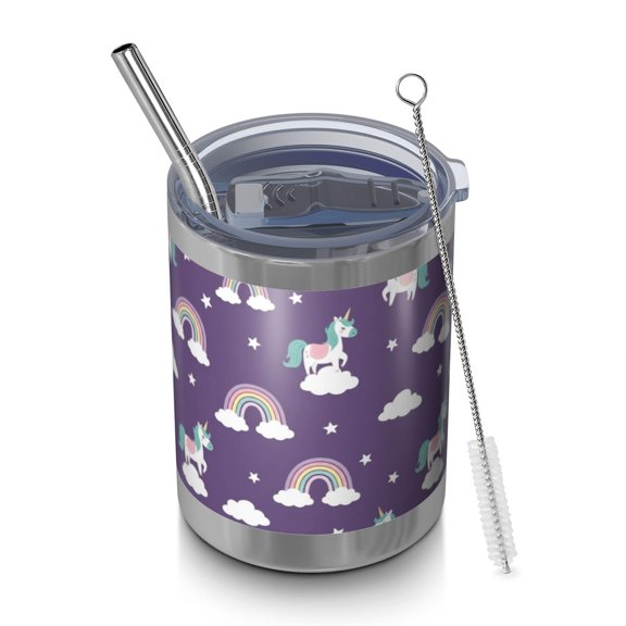Unicorn and Rainbow Purple Pattern Wide Mouth Tumbler 1 Pack, Vacuum Insulated Vacuum Insulated Drink Tumbler Bpa-free Pc Lid Gifts Ideas for Birthday Holiday Party