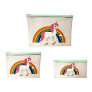Unicorn Rainbow Transparent Clear Zipper Pouch Set of 3 Bags Blue