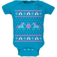 thumbnail image 1 of Unicorn Rainbow Ugly Christmas Sweater Soft Baby One Piece Turquoise 12-18 M, 1 of 1