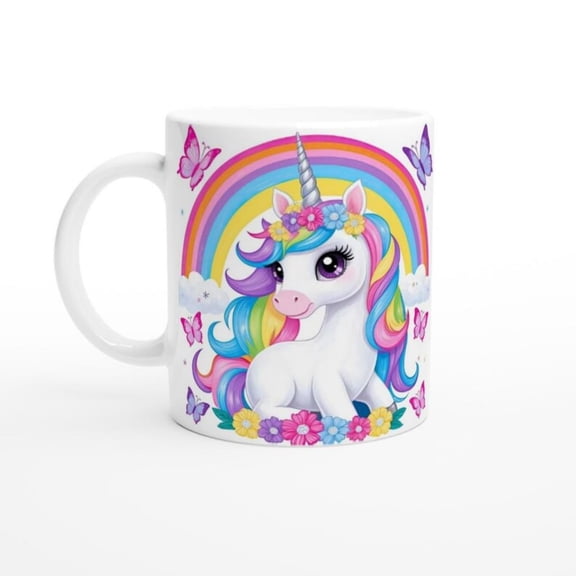Unicorn Rainbow pretty mug - Cute Ceramic Coffee Cup - Perfect Gift Coffee Lovers.