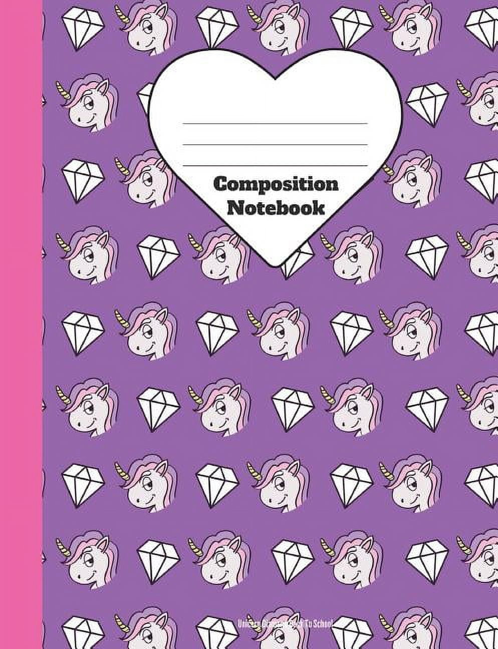 Composition Notebook Unicorn Diamond Back To School: Wide Ruled School Office Home Student Teacher 100 Pages - Unicorns Rainbows Cute Notebook (School Composition Notebooks) (Paperback)
