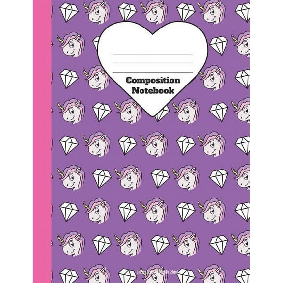 Unicorn Rainbows Composition Notebook Diamond Back to School: Wide Ruled, 100 Pages (Paperback)