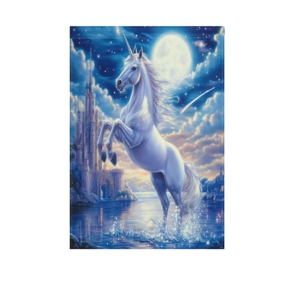 Unicorn Raising Its Front Legs Garden Flag Double Sided Outdoor Banners Yard Flags for Garden Home Holiday Decorations