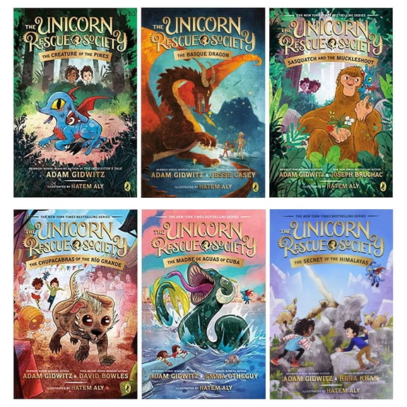 Unicorn Rescue Society Set : Creature of the Pines; Basque Dragon; Sasquatch and the Muckleshoot ; Chupacabras of the Ro Grande; Madre de Aguas of Cuba by Adam Gidwitz (Paperback Collection)