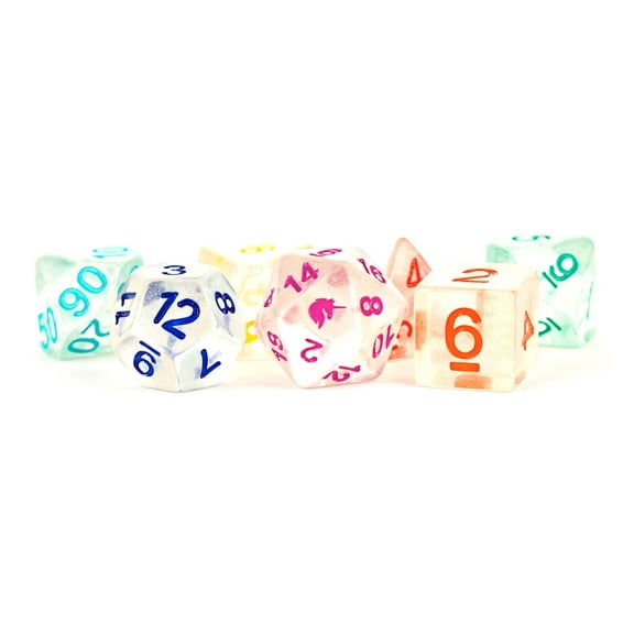 Unicorn Resin Poly Dice Set: Rainbow Ice (7)