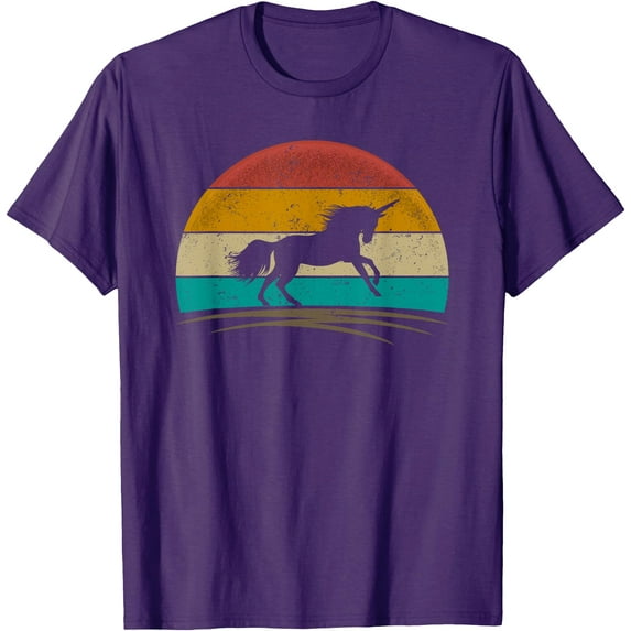 Unicorn Retro Mythical Creature Magic Horse Lover Unisex T-Shirt for Men Women Kids Toddler,Purple Color,Size YL