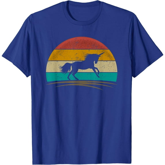 Unicorn Retro Mythical Creature Magic Horse Lover Unisex T-Shirt for Men Women Kids Toddler,Royal Blue Color,Size 3XL