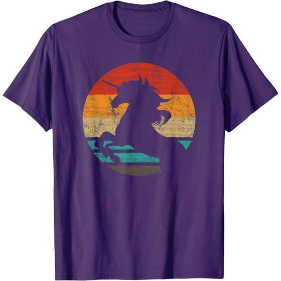 Unicorn Retro Style Vintage Unisex T-Shirt for Men Women Kids Toddler,Purple Color,Size L