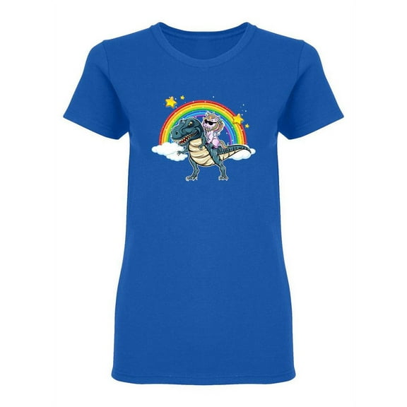 Unicorn Riding A Dinosaur Shaped T-Shirt Women -Image by Shutterstock, Female XX-Large