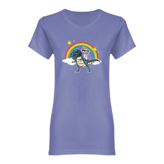 Unicorn Riding A Dinosaur Shaped T-Shirt Women -Image by Shutterstock, Female XX-Large
