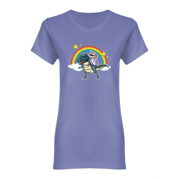 Unicorn Riding A Dinosaur Shaped Tee Women's -Image by Shutterstock