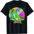 thumbnail image 1 of Unicorn Riding Dinosaur T Rex Rainbow Cute Fun Gift T-Shirt, 1 of 5