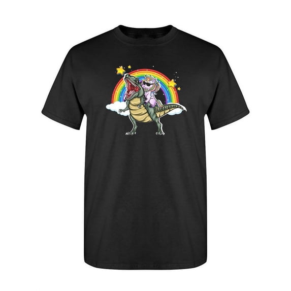 Unicorn Riding Dinosaur T-Shirt Men -Image by Shutterstock, Male 3X-Large