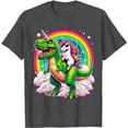 thumbnail image 1 of Unicorn Riding T-Rex Dinosaur Rainbow T-Shirt, 1 of 2
