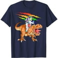 thumbnail image 1 of Unicorn Riding T-Rex Dinosaur Unisex T-Shirt for Men Women Kids Toddler,Navy Color,Size L, 1 of 5
