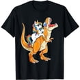 thumbnail image 1 of Unicorn Riding T rex Men Women Dinosaur Funny Boys Girls T-Shirt, 1 of 3