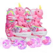 WESKIFAN Unicorn Roller Skates for Girl Kids Toddler Light up &Adjustable Sizes for Birthday Christmas Gifts