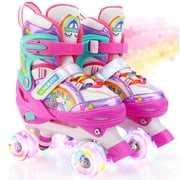 Unicorn Roller Skates for Girls Kids Toddler Ages 2-4 5-8 8-12,Adjustable Roller Skates W/ LED Light-Up Wheels for Outdoor Beginner Gifts